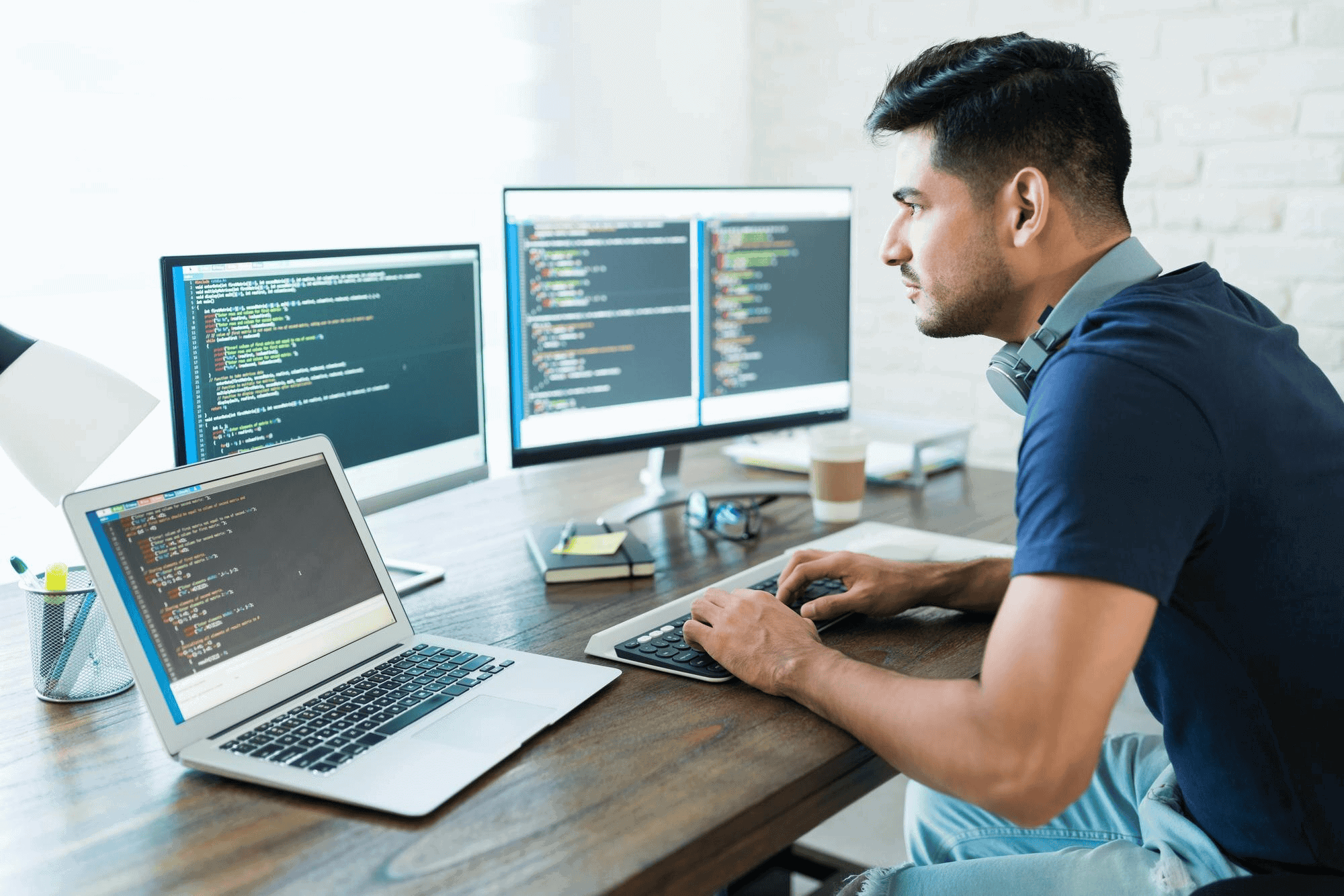 Engineer working on ML development services code.