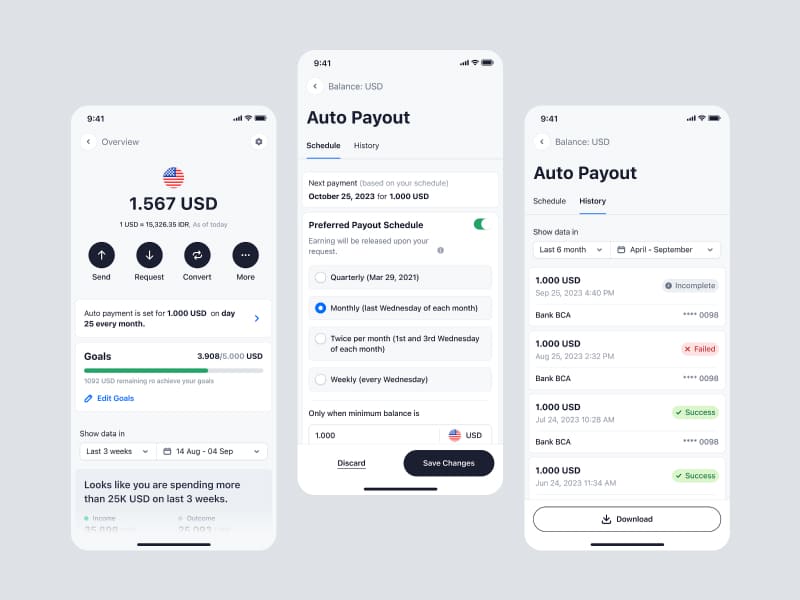 Automated payment reminders in app